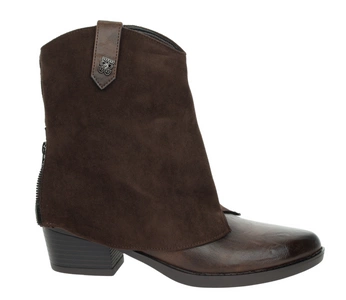 Czekoladowe botki damskie kowbojki na niskim obcasie Jezzi