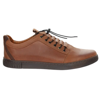 Brązowe skórzane półbuty męskie adidasy elegancko-sportowe adidasy POLBUT