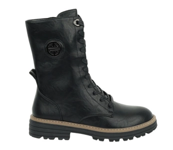 Czarne licowe glany damskie ocieplane trapery eleganckie Jezzi