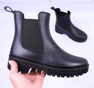 Czarne gumowe damskie eleganckie kalosze niskie American Club