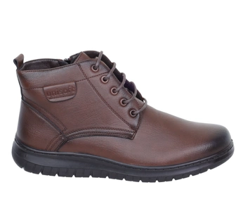Brązowe eleganckie buty zimowe męskie ocieplane garniturowe UNISOFT
