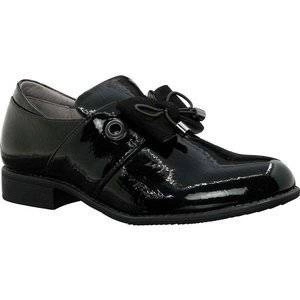 Czarne półbuty damskie lakierowane lordsy Jezzi