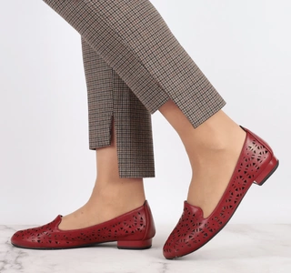 Bordowe baleriny damskie mokasyny Jezzi