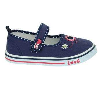 Balerinki tekstylne dla dziewczynki z paskiem na rzepy American Club