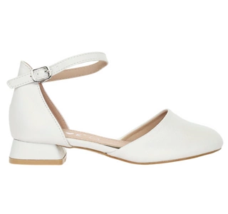 Białe eleganckie sandały dziecięce zabudowane buty komunijne MissE