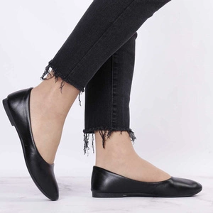 Czarne baleriny damskie płaskie z eko skóry Jezzi